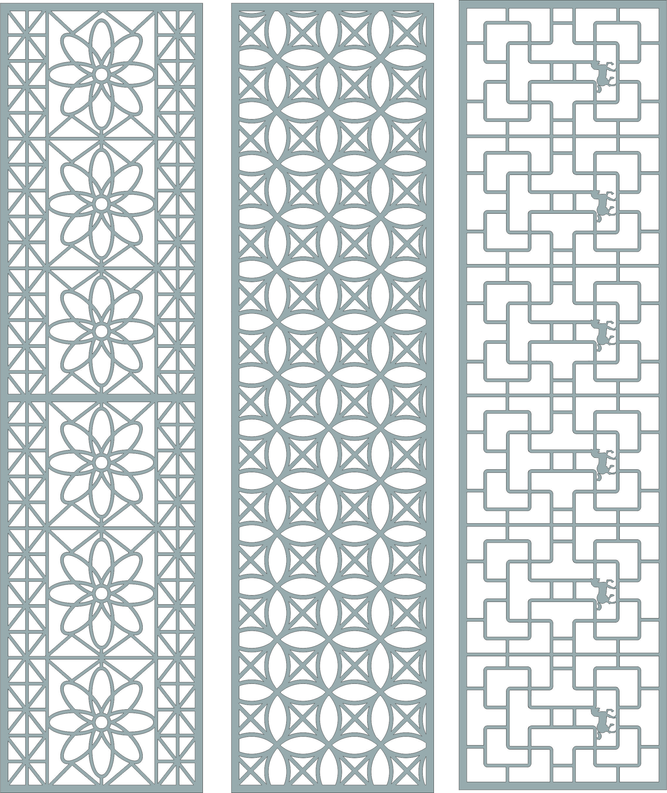 Window Seamless Lattice Panels Set Free DXF File
