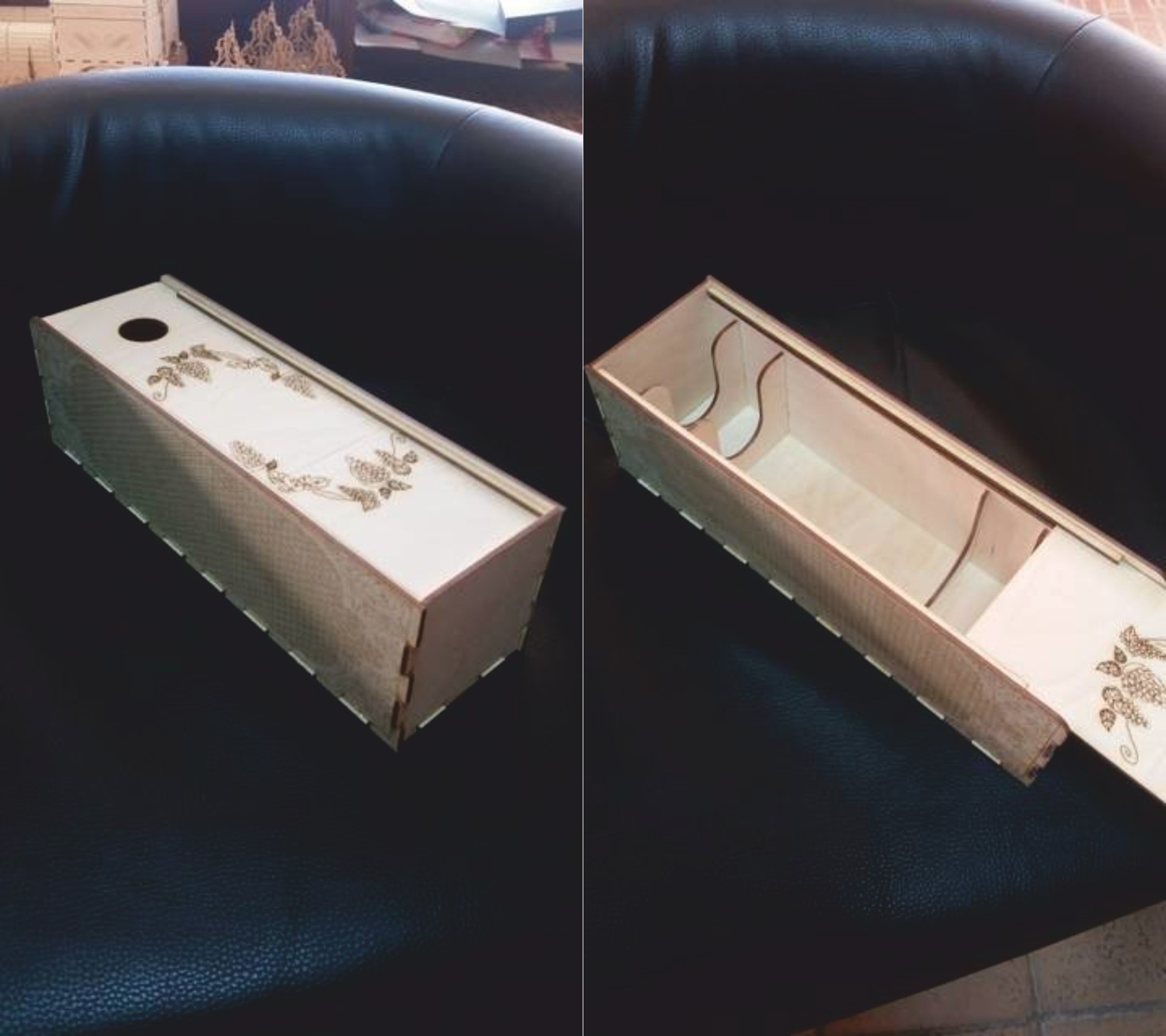 Wine Bottle Box With Sliding Lid Gift Box Free DXF File
