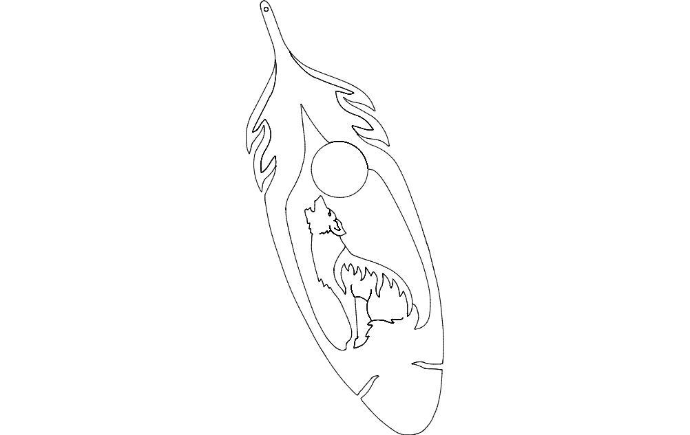 Wolf Moon Feather Free DXF File