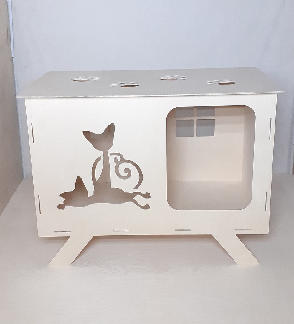 Wooden Cat House For Laser Cut Free Vector File